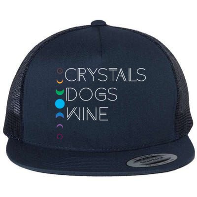 Witchy Bohemian Boho Crystals Dogs Wine Celestial Moon Witch Funny Gift Flat Bill Trucker Hat