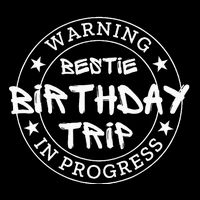 Warning Bestie Birthday Trip In Progress Matching Bd Drawstring Bag