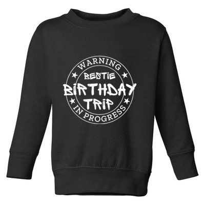Warning Bestie Birthday Trip In Progress Matching Bd Toddler Sweatshirt