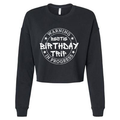Warning Bestie Birthday Trip In Progress Matching Bd Cropped Pullover Crew