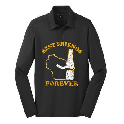 Wisconsin & Beer Best Friends Forever Silk Touch Performance Long Sleeve Polo