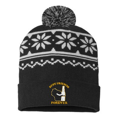 Wisconsin & Beer Best Friends Forever USA-Made Snowflake Beanie