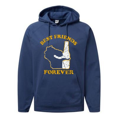 Wisconsin & Beer Best Friends Forever Performance Fleece Hoodie