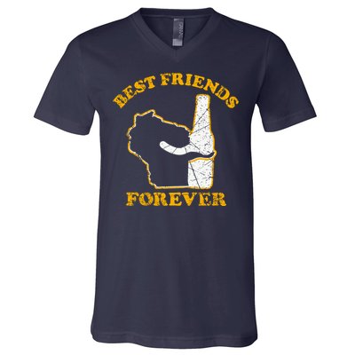 Wisconsin & Beer Best Friends Forever V-Neck T-Shirt