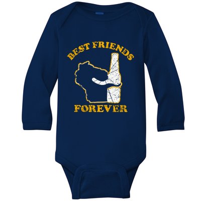 Wisconsin & Beer Best Friends Forever Baby Long Sleeve Bodysuit