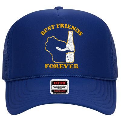 Wisconsin & Beer Best Friends Forever High Crown Mesh Back Trucker Hat