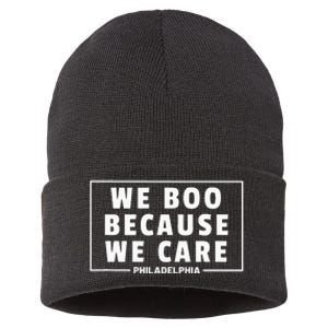 We Boo Because We Care Philadelphia Sports Fan Sustainable Knit Beanie