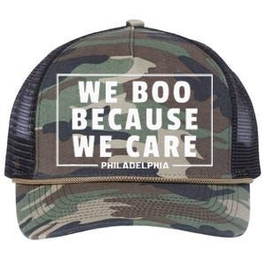 We Boo Because We Care Philadelphia Sports Fan Retro Rope Trucker Hat Cap