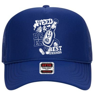 Weed & Beer Best Friends High Crown Mesh Back Trucker Hat