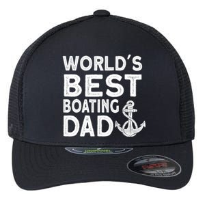 Worlds Best Boating Dad Gift Funny Captain Boating Gift Flexfit Unipanel Trucker Cap