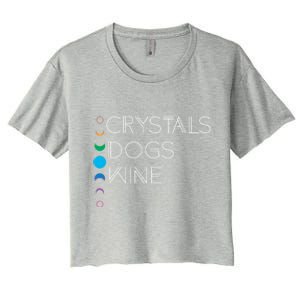 Witchy Bohemian Boho Crystals Dogs Wine Celestial Moon Witch Funny Gift Women's Crop Top Tee