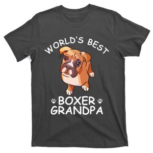 Worlds Best Boxer Grandpa Funny Granddog Dog Lover Cute Tee T-Shirt