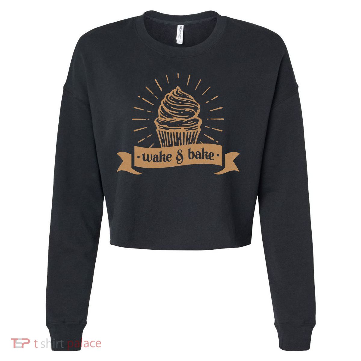 Wake & Bake Cupcake Baking Chef Cropped Pullover Crew