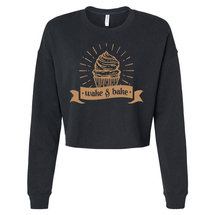 Wake & Bake Cupcake Baking Chef Cropped Pullover Crew