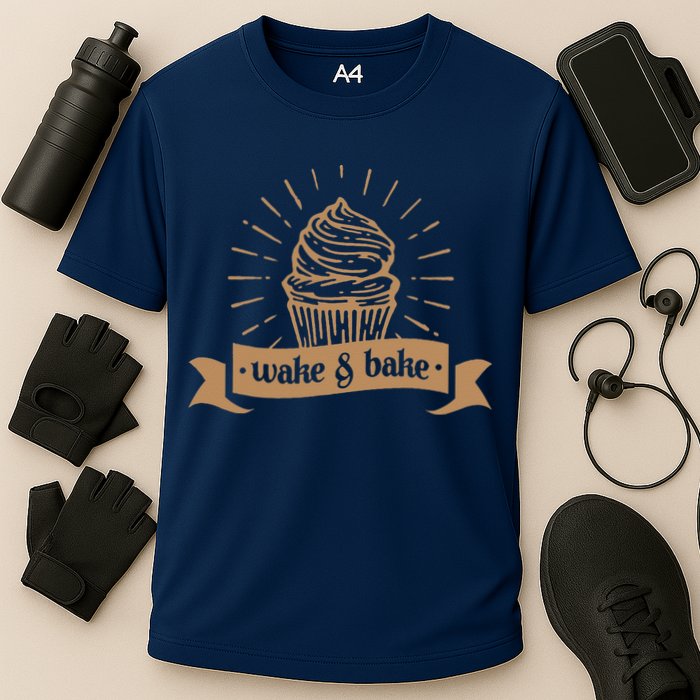 Wake & Bake Cupcake Baking Chef Cooling Performance Crew T-Shirt