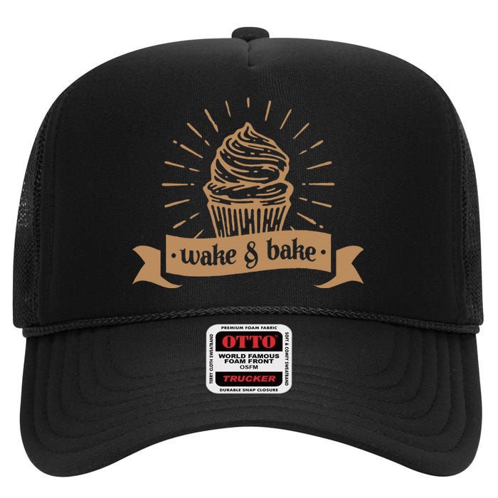 Wake & Bake Cupcake Baking Chef High Crown Mesh Back Trucker Hat