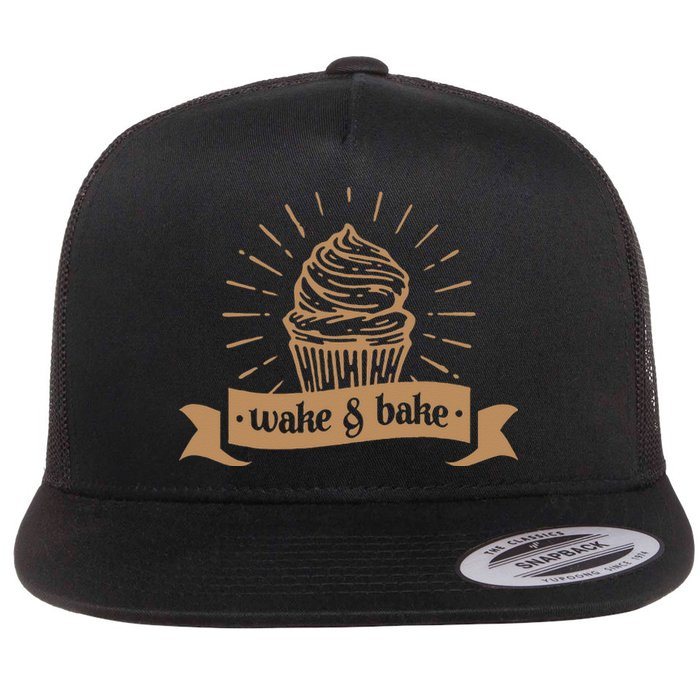 Wake & Bake Cupcake Baking Chef Flat Bill Trucker Hat