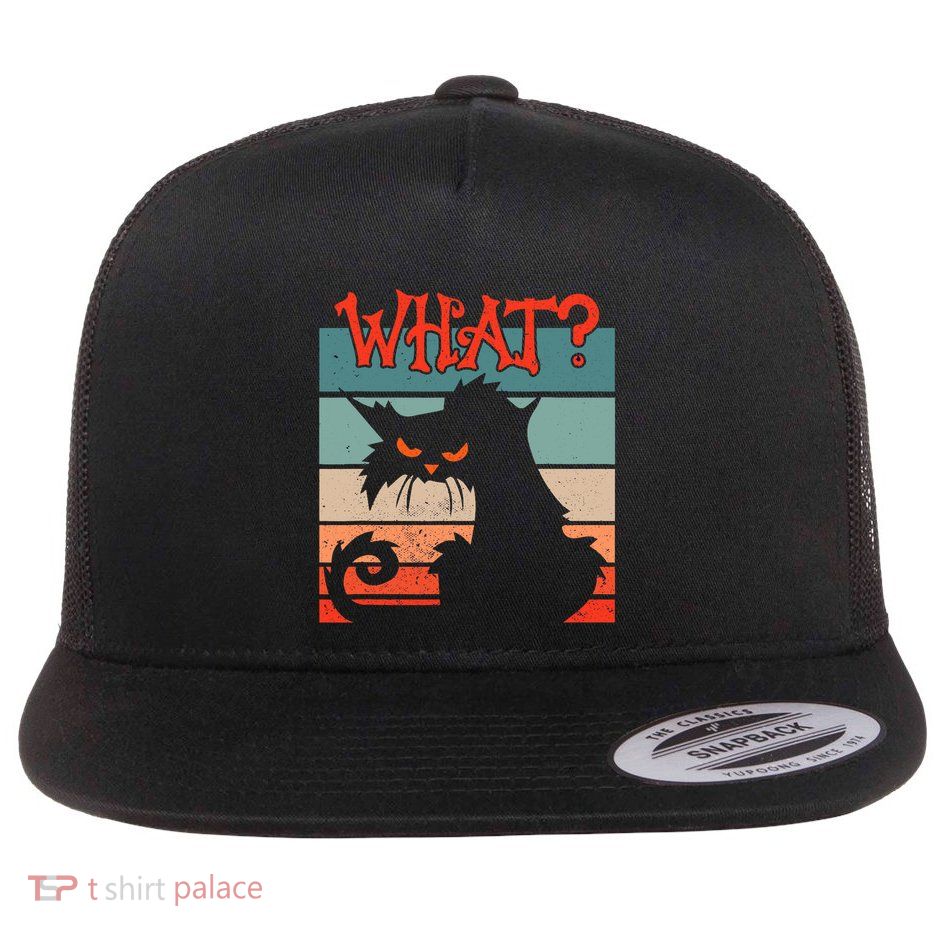 What? Black Cat Kitty For Man And Woman Funny Cat Flatbill Hat