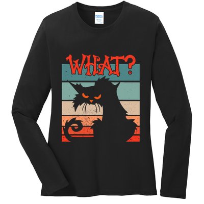 What? Black Cat Kitty For Man And Woman Funny Cat Ladies Long Sleeve Shirt