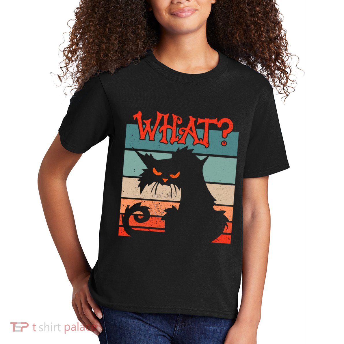 What? Black Cat Kitty For Man And Woman Funny Cat Kids T-Shirt