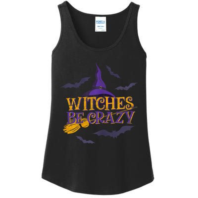 Witches Be Crazy Funny Halloween Witch Broom Stick Costume Ladies Essential Tank