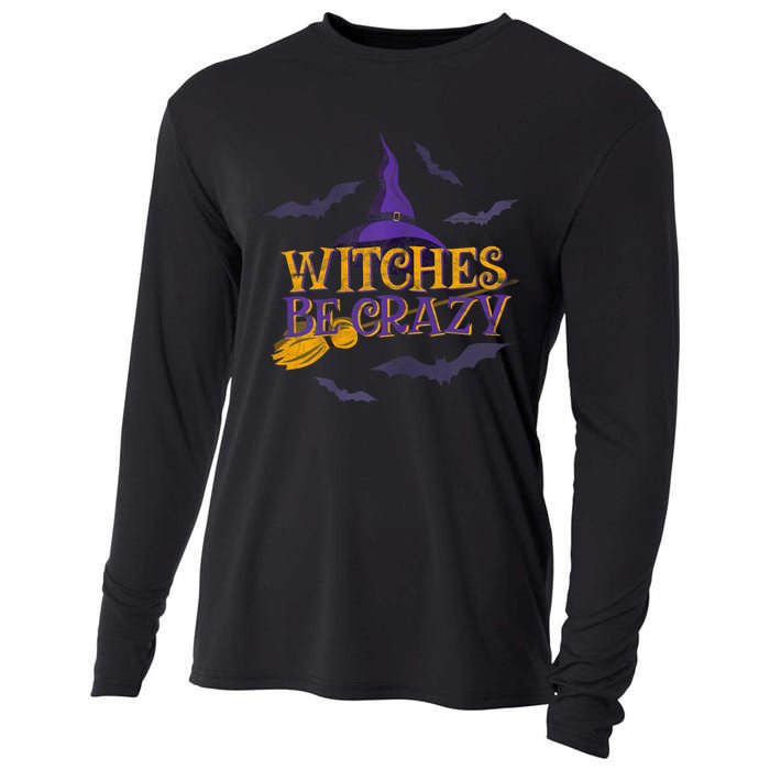 Witches Be Crazy Funny Halloween Witch Broom Stick Costume Cooling Performance Long Sleeve Crew