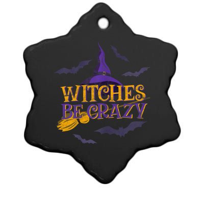 Witches Be Crazy Funny Halloween Witch Broom Stick Costume Ceramic Star Ornament