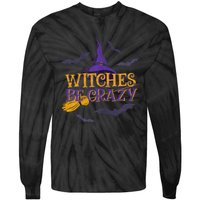 Witches Be Crazy Funny Halloween Witch Broom Stick Costume Tie-Dye Long Sleeve Shirt