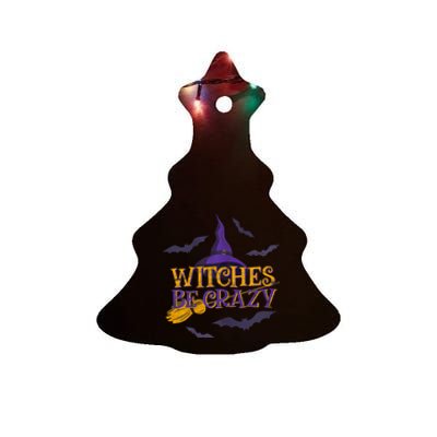 Witches Be Crazy Funny Halloween Witch Broom Stick Costume Ceramic Tree Ornament