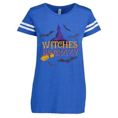 Witches Be Crazy Funny Halloween Witch Broom Stick Costume Enza Ladies Jersey Football T-Shirt