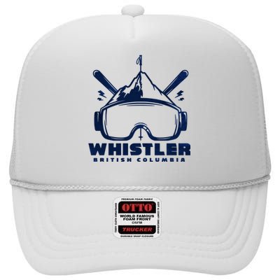 Whistler British Columbia Skiing High Crown Mesh Back Trucker Hat