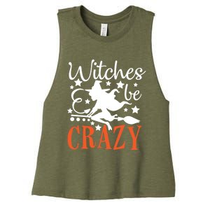 Witches Be Crazy Funny Halloween Costume Funny Gift Women's Racerback Cropped Tank