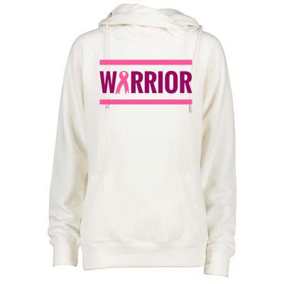 Warrior Breast Cancer Ribbon Womens Funnel Neck Pullover Hood