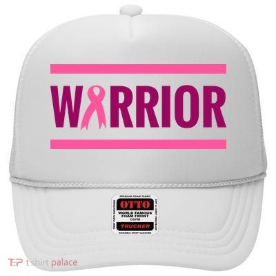 Warrior Breast Cancer Ribbon High Crown Mesh Back Trucker Hat