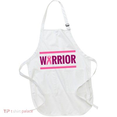 Warrior Breast Cancer Ribbon Full-Length Apron With Pockets