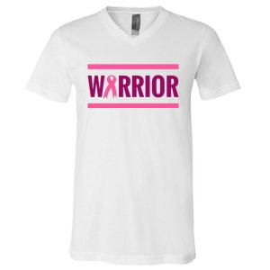 Warrior Breast Cancer Ribbon V-Neck T-Shirt