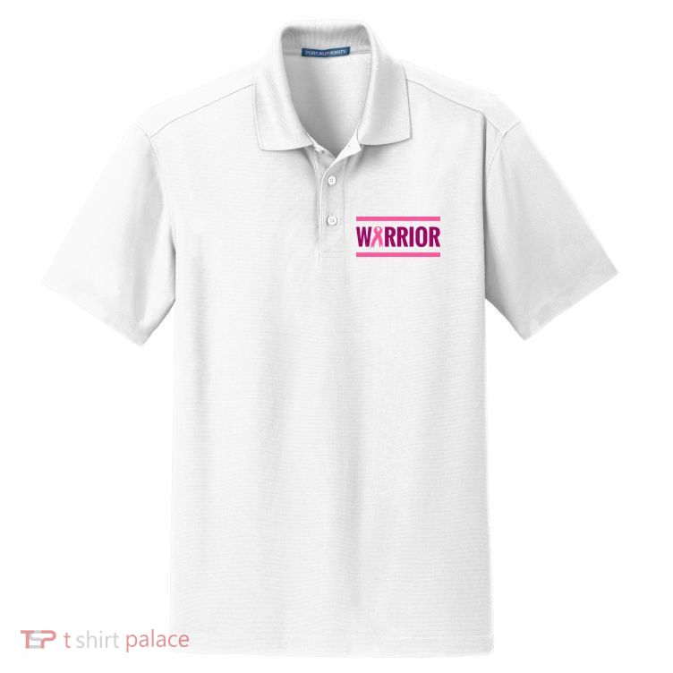 Warrior Breast Cancer Ribbon Dry Zone Grid Polo