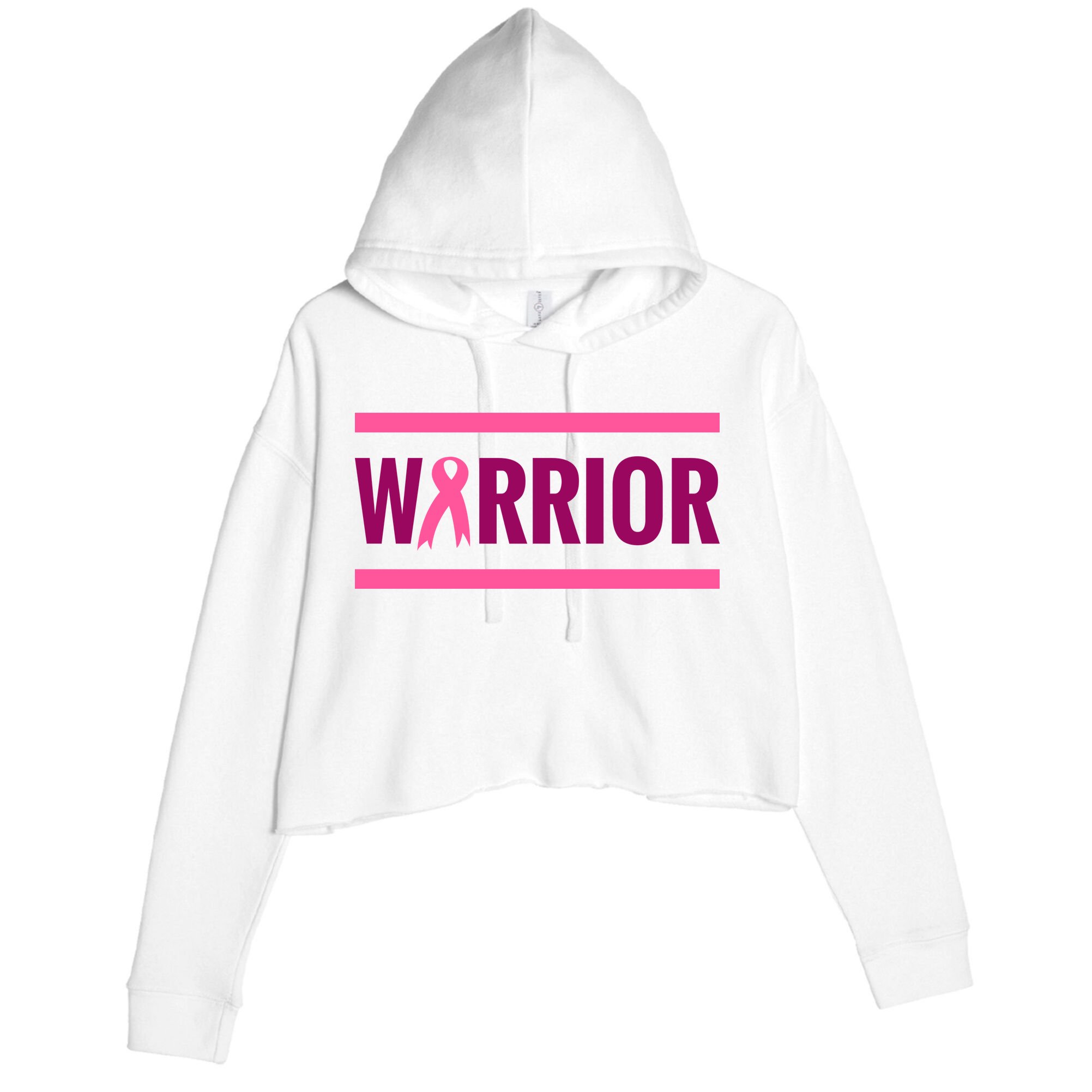 Warrior Breast Cancer Ribbon Crop Fleece Hoodie