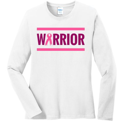 Warrior Breast Cancer Ribbon Ladies Long Sleeve Shirt