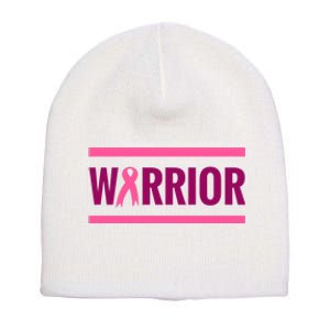 Warrior Breast Cancer Ribbon Short Acrylic Beanie