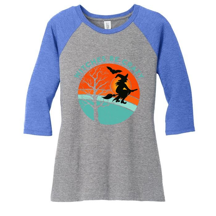 Witches Be Crazy Retro Vintage Bat Full Moon Witch Meaningful Gift Women's Tri-Blend 3/4-Sleeve Raglan Shirt