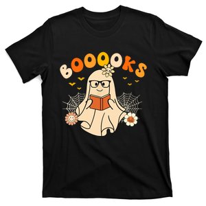 Wo Booooks Cute Ghost Reading Library Books Halloween T-Shirt