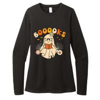 Wo Booooks Cute Ghost Reading Library Books Halloween Womens CVC Long Sleeve Shirt