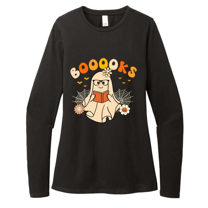 Wo Booooks Cute Ghost Reading Library Books Halloween Womens CVC Long Sleeve Shirt