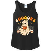 Wo Booooks Cute Ghost Reading Library Books Halloween Ladies Essential Tank