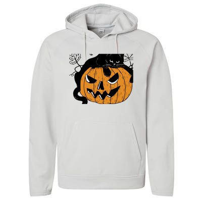 Wo Black Cat on Pumpkin Halloween Cute Performance Fleece Hoodie