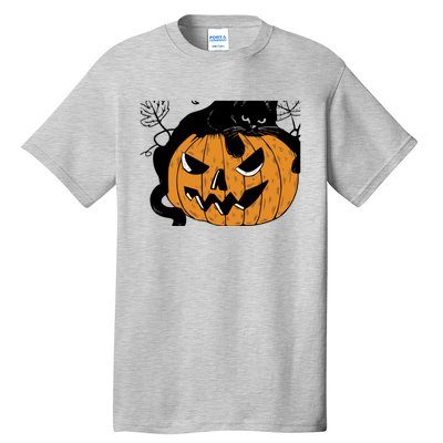 Wo Black Cat on Pumpkin Halloween Cute Tall T-Shirt