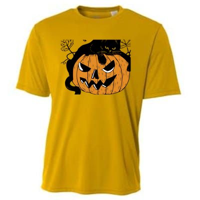 Wo Black Cat on Pumpkin Halloween Cute Cooling Performance Crew T-Shirt