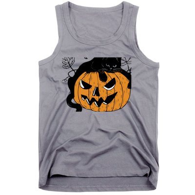 Wo Black Cat on Pumpkin Halloween Cute Tank Top