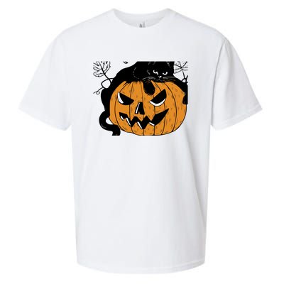 Wo Black Cat on Pumpkin Halloween Cute Sueded Cloud Jersey T-Shirt